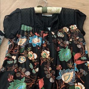 Black floral blouse
